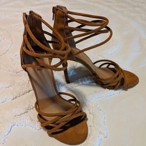 Brown Suede Sandal Heels